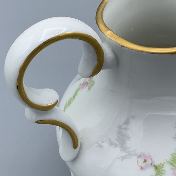 Hand Painted Porcelain Footed Floral Sugar Shaker Creamer Gold Gild Grannycore - Picture 11 of 11